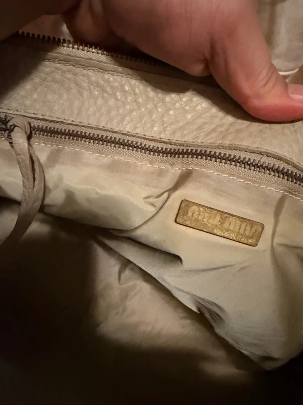 Project Authentic Miu Miu Pebbled Leather Satchel in Beige - Picture 5 of 6